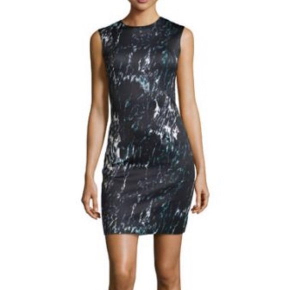 Carmen Marc Valvo Marble Print Sheath Dress - Picture 2 of 7
